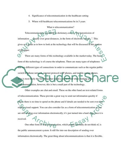 Telecommunication in the Healthcare Industry