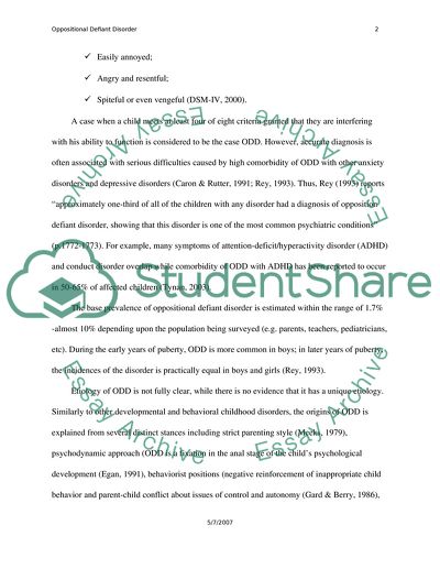 Oppositional Defiant Disorder