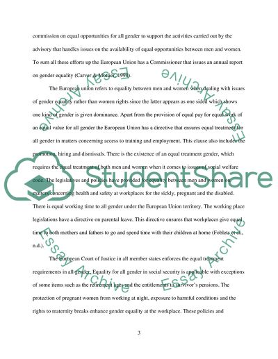 European Union Equality Policies and Workplace Legislation