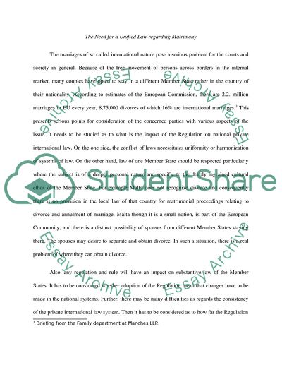 The Problems of Jurisdiction and Applicable Matrimonial Law in European Union