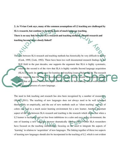 Answer two questions about two chapter of Vivian Cook