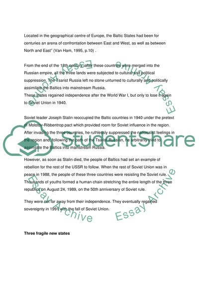 External Role of EU and NATO in State-Building of Baltic Countries