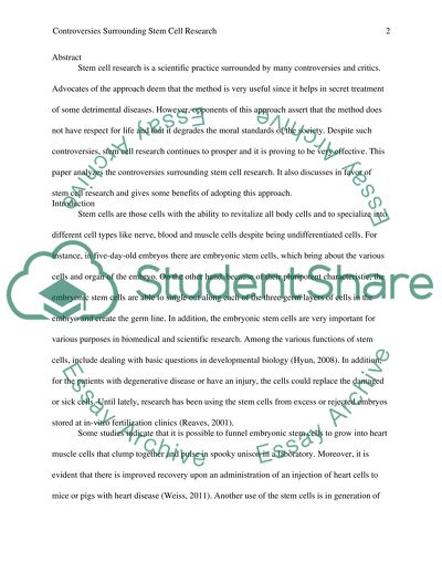 Controversies Surrounding Stem Cell Approach