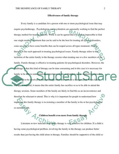 The Significance of Family Therapy