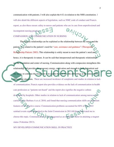 Compassion in Relation to Communication in Nursing Practice