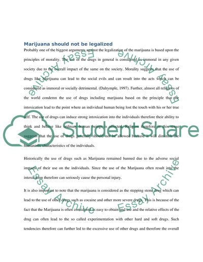 should marijuanas not be legalized in philippines essay