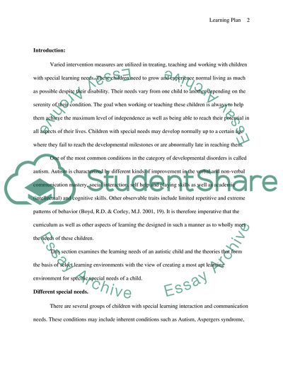 Learning Plan for Autistic Children