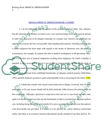 Is Medical Misdiagnosis a Crime