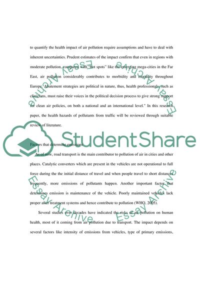 Traffic related air pollutants: risks to human health