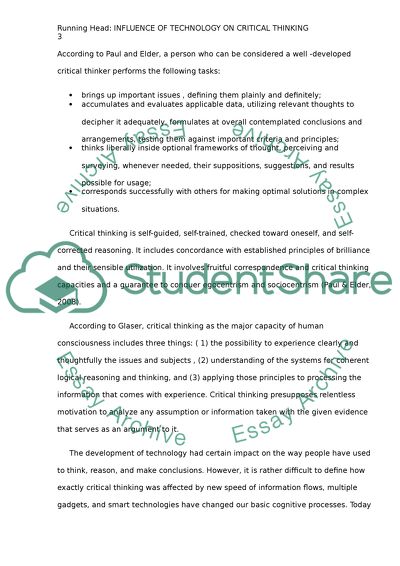 Influence of Technology on Critical Thinking