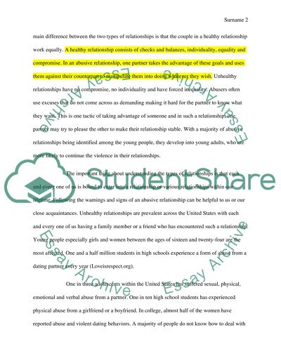 Unhealthy Relationships