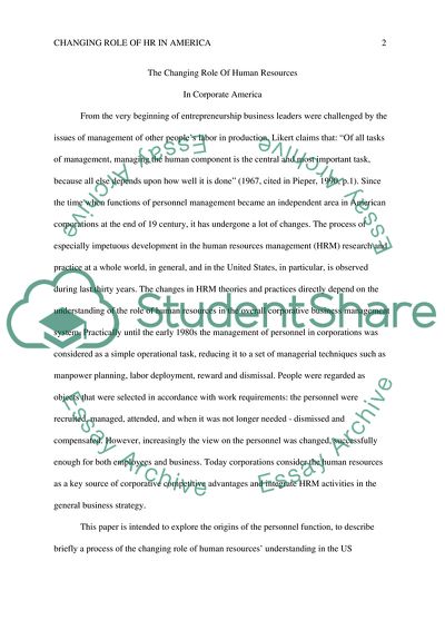 The Changing Role Of Human Resources In Corporate America