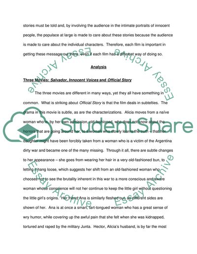 The Films Official Story and Innocent Voices as a Compelling and Important Story