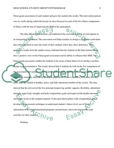 High School Student Obesity and Fitnessgram Assessments