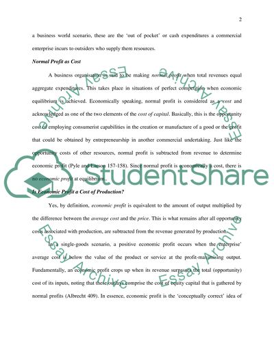 Is Economic Profit a Cost of Production