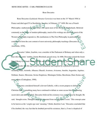 Sumary: Rene Descartes - Carl Friedrick Gauss