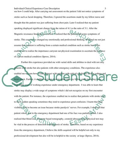 Individual Clinical Experience Case Description