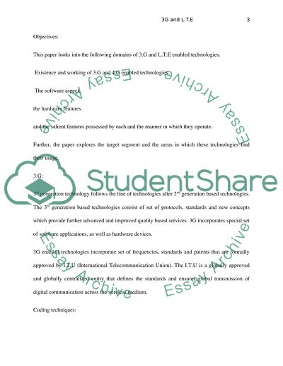 Domains of 3G and LTE Enabled Technologies