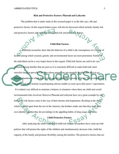 Risk and Protective Factors: Pharoah and Lafeyette