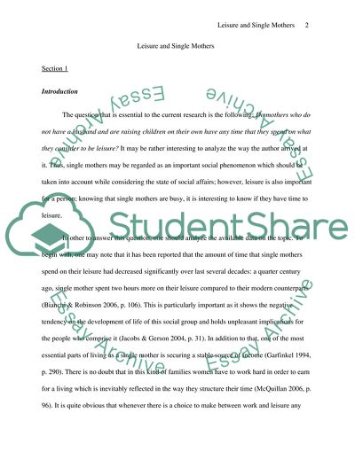 Leisure and Single Mothers