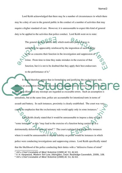 Tort Law: Principles Limiting Actions in Negligence against Public Bodies