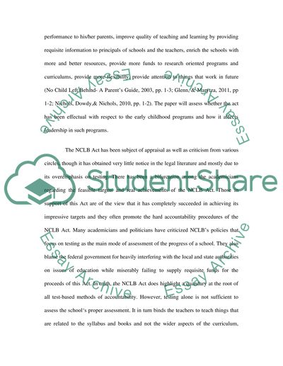 How does the No Child Left Behind Act affect Leadership in Early Childhood programs