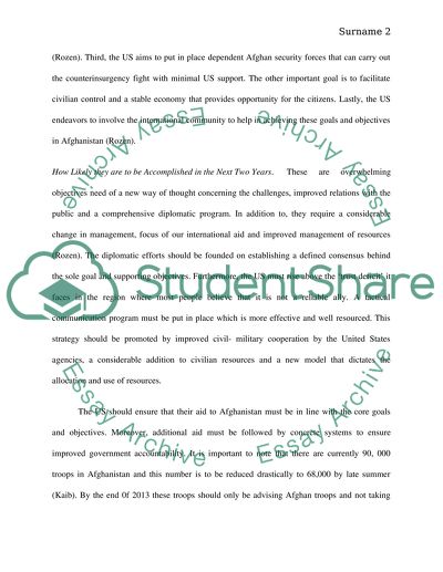 Political and military goals of U.S. policy towards Afghanistan