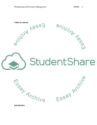 Warehousing and Inventory Management