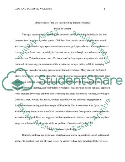 Effectiveness of the Law in Controlling Domestic Violence