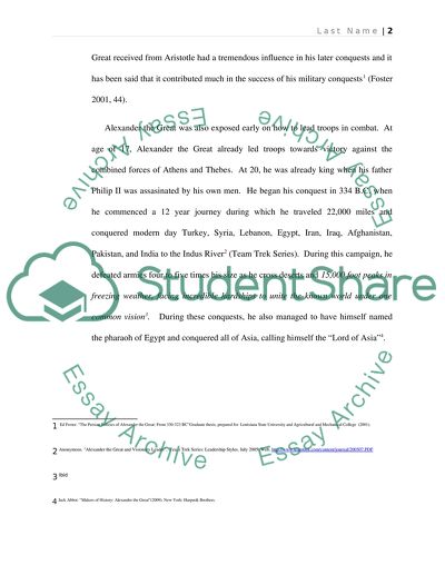 Alexander the Great as a Leader