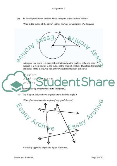 Maths and Statistics Assignment 2