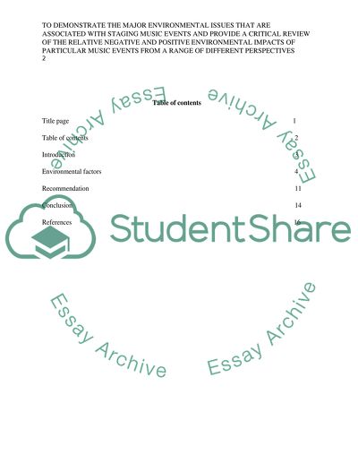 Major Environmental Issues That Are Associated With Staging Music Events