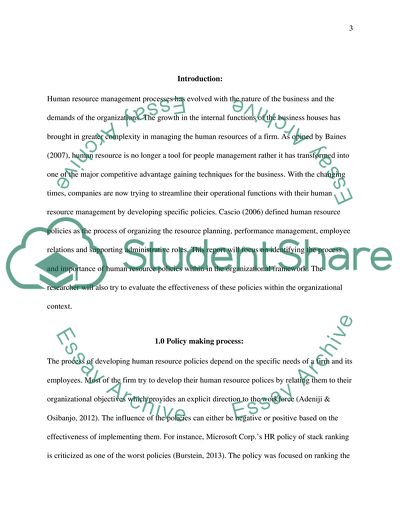 Human Resources: Aspects of Policy Making