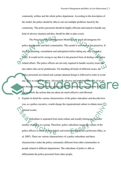 Executive Management and Ethics in Law Enforcement