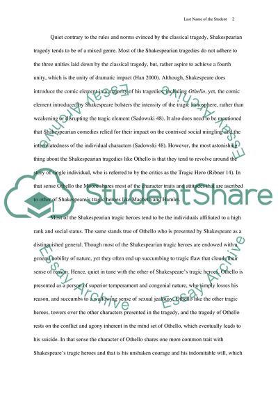 A Shakespearian Stage History: The Tragedy of Othello, the Moore of Venice