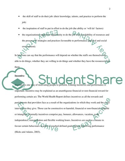 Motivation of nursing staff in a private care home