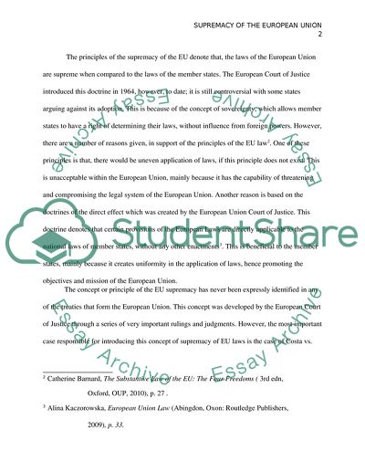 Supremacy of the European Union