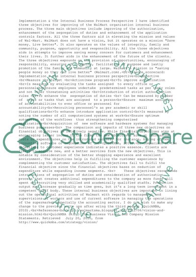 Balanced Score Card Implementation & the Internal Business Process Perspective