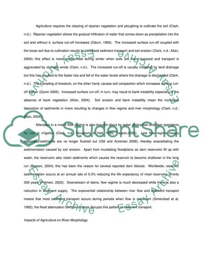 Rivers and Their Catchments: Physical Impacts of Agriculture