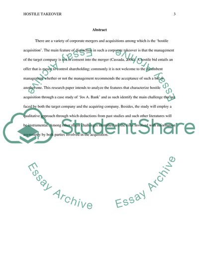 Problems of Hostile Takeover