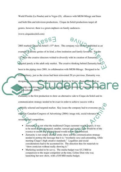 Marketing Communication strategy of Cirque du Soleil