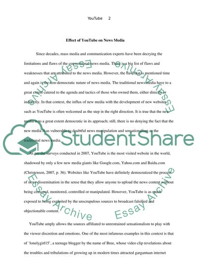 Effect of YouTube on news media