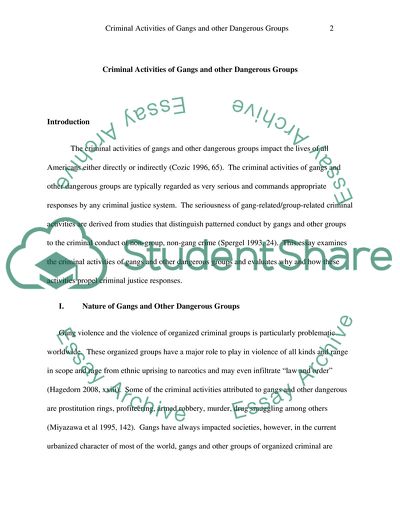 Criminal Activities of Gangs and other Dangerous Groups