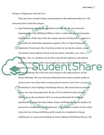 Recent Changes in the Employment and Labor Law