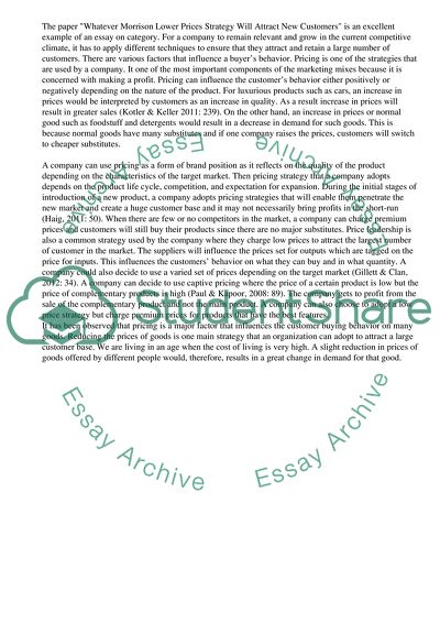 Whatever Morrison Lower Prices Strategy Will Attract New Customers