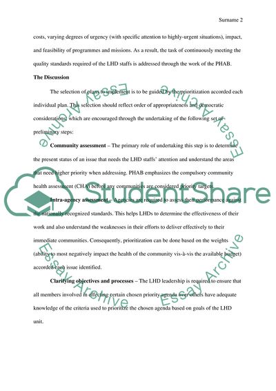 Prioritizing Health Problems by the National Association of County and City Health Officials