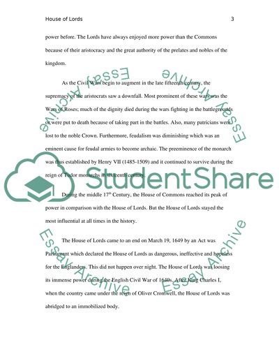 House of Lords - How Its Position Has Changed during the Years