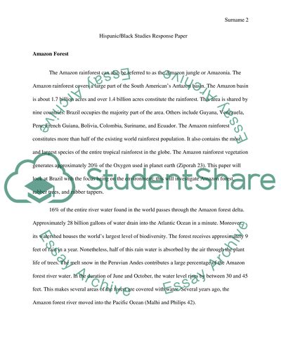 Hispanic/Black Studies Response Paper