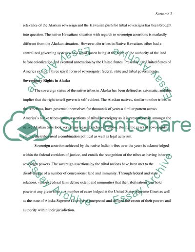 Sovereignty Claims of Native Hawaiians and Native Alaskans