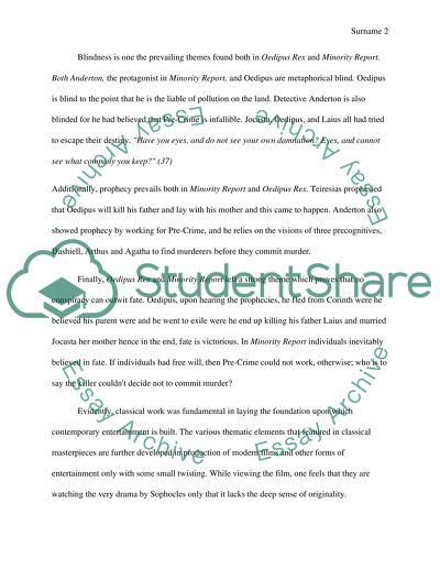 Steven spielberg minority report and oedipus rex